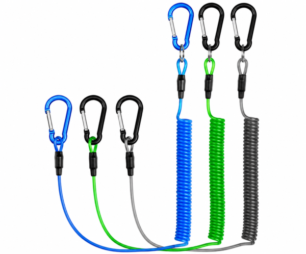 Heavy Duty Coiled Kayak Leash Fishing Rod Paddle Tether Accessories