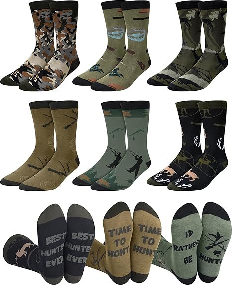 Funny Hunting Crew Socks Cotton Novelty Gift Set for Men