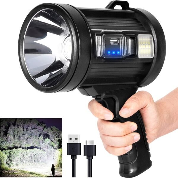 Rechargeable LED Spotlight Super Bright Handheld Flashlight for Outdoor Adventures