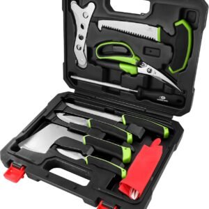 2 10-Piece Portable Hunting Field Dressing Kit with Game Processing Tools Storage Case