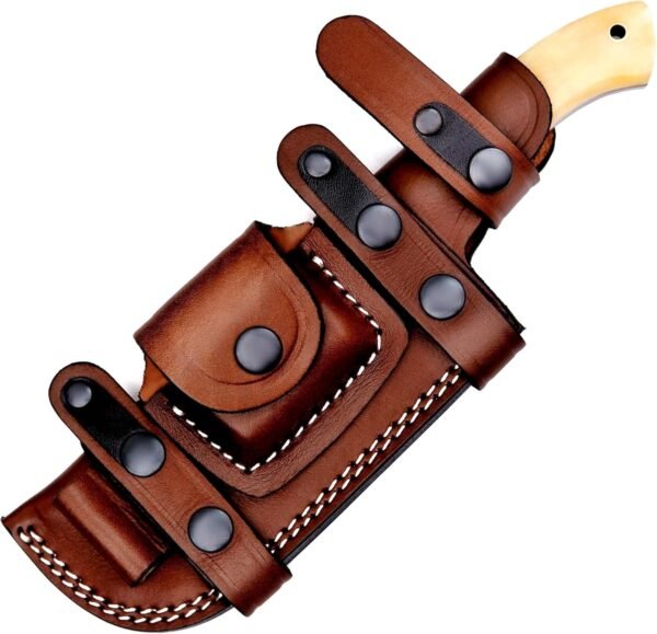 2 Handmade Damascus Fixed Blade Hunting Knife with Leather Sheath Outdoor