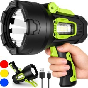 2 2000000 Lumens Rechargeable LED Spotlight with COB Light Camping Flashlight