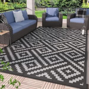 Waterproof Reversible Outdoor Patio Rug Plastic Camping Mat for RV Deck