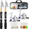 Portable Telescopic Fishing Rod Reel Combo Kit with Carrying Bag Accessories