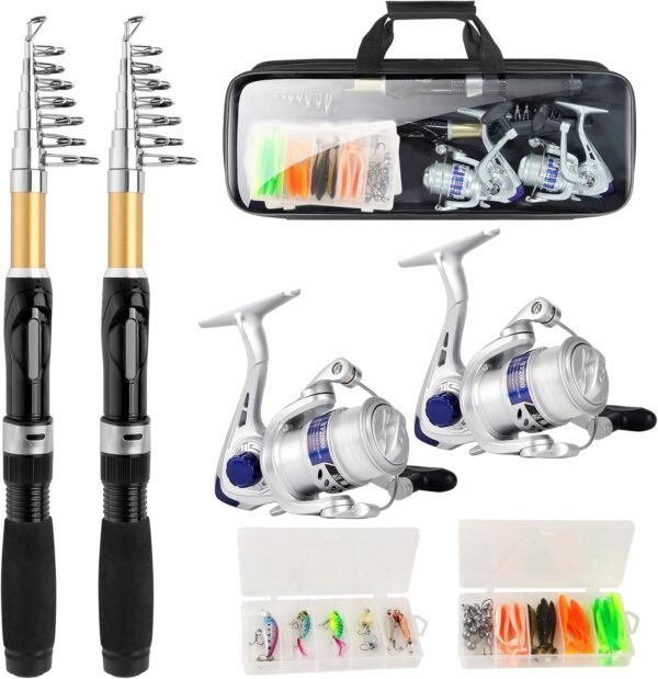 Portable Telescopic Fishing Rod Reel Combo Kit with Carrying Bag Accessories