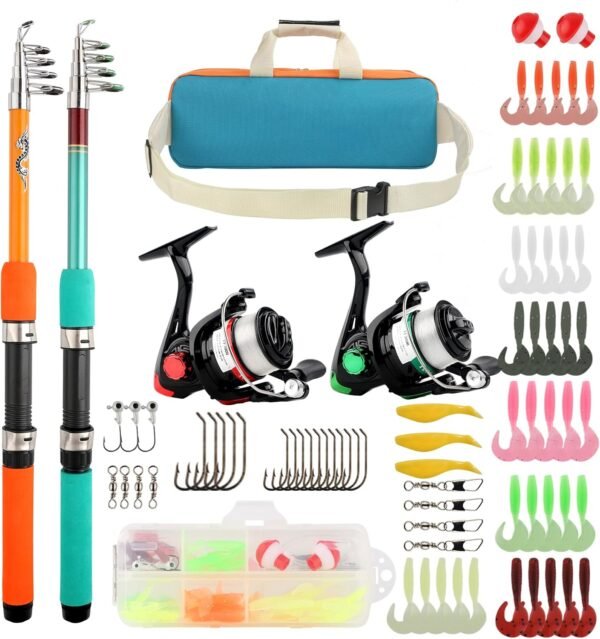 Telescopic Fishing Rod Reel Combo Kit with Tackle Bag Accessories