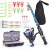Kids Telescopic Fishing Rod Reel Combo Kit with Carrying Bag Accessories