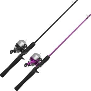 2 2 Pack Spincast Fishing Rod Combo with Anti-Reverse Reel Durable Fiberglass