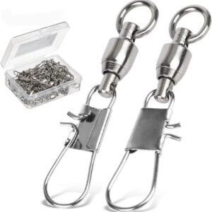 2 Fishing Ball Bearing Swivels with Interlock Snaps Saltwater Freshwater Connectors