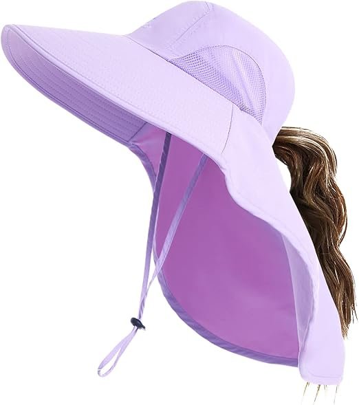2 Wide Brim Fishing Sun Hat UPF50 Neck Flap Outdoor Safari Cap