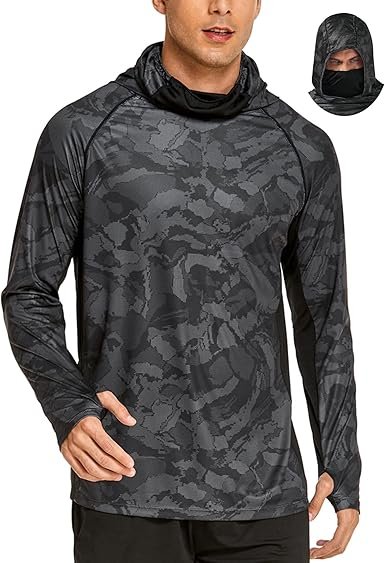 2 Men Hooded UPF50 Sun Protection Fishing Shirt Long Sleeve Rash Guard Cooling