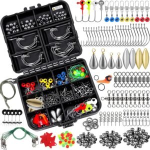 2 187-Piece Fishing Accessories Kit Tackle Box Hooks Sinkers Swivels Freshwater Gear