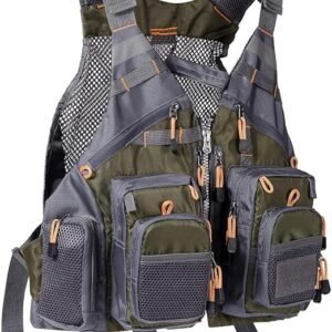 2 Adjustable Lightweight Fishing Vest with Multi Pocket Storage System Outdoor Fly Bass