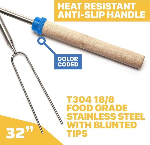 3 Extendable Smores Roasting Sticks Campfire Marshmallow Forks Outdoor Cooking Set