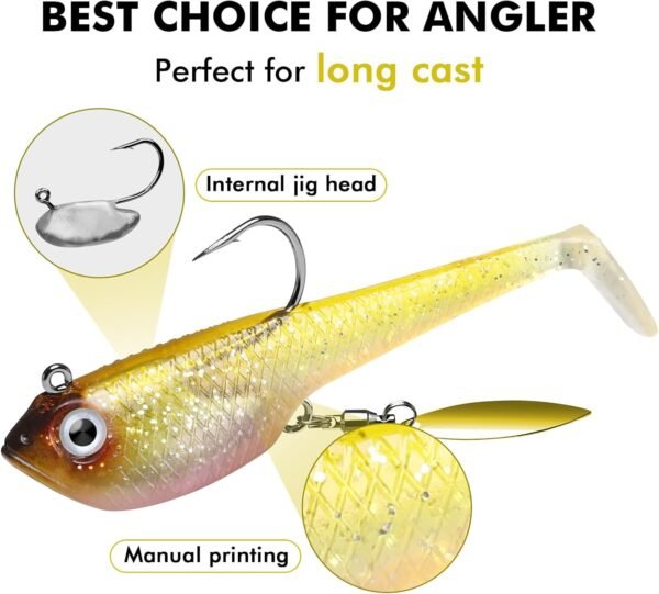Fishing Soft Swimbaits with BKK Hooks Vibrating Sinking Lures Bass Trout Crappie Walleye