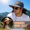 3 Wide Brim Sun Hat with Neck Flap UV Protection Outdoor Cap