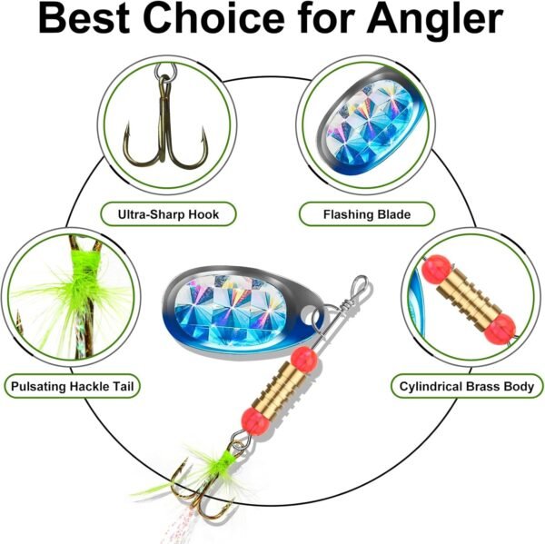 Spinner Fishing Lures Kit for Bass Trout Walleye Freshwater Saltwater