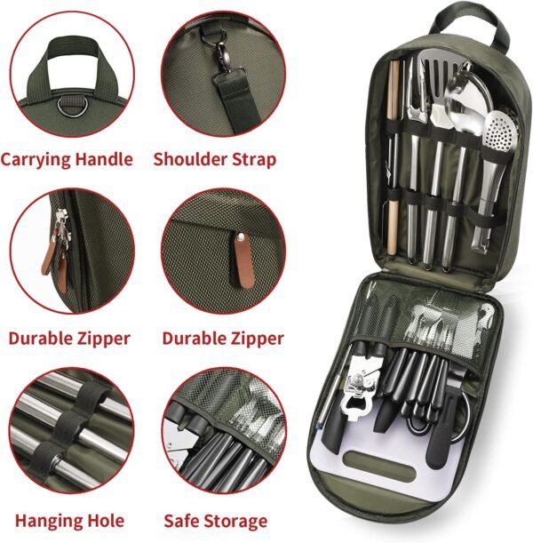 27-Piece Portable Camping Kitchen Utensil Set Stainless Steel BBQ Travel Kit