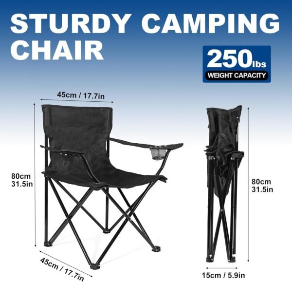 3 Portable Foldable Camping Chairs Lightweight Outdoor Seating Set for Adults
