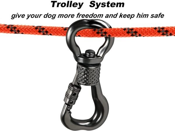 3 Dog Tie Out Cable 50ft Portable Overhead Trolley System for Large Dogs Outdoor Camping