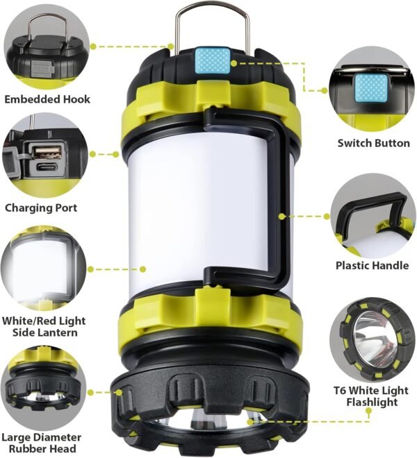 2 Pack Rechargeable LED Camping Lantern 1000LM Waterproof Emergency Outdoor Light