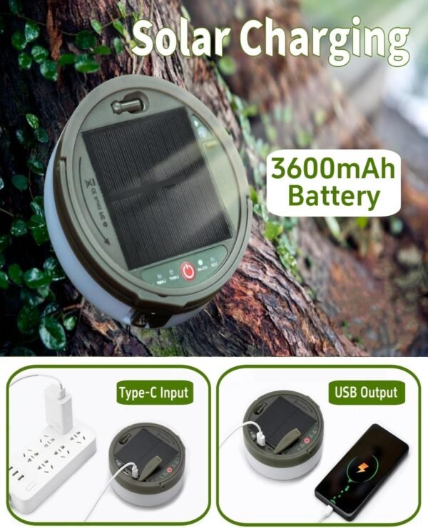 Solar Camping String Lights 39.4FT Fairy Lantern Waterproof Rechargeable LED Tent Light Outdoor