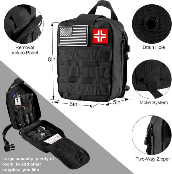 142 Piece Survival and First Aid Kit Emergency Outdoor Camping Hiking Gear with Molle Pouch