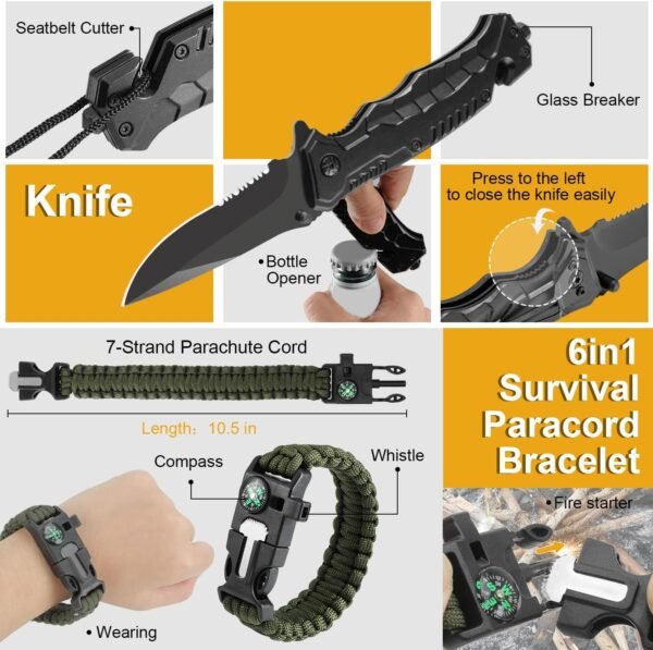19 in 1 Survival Kit Emergency Gear Camping Accessories Outdoor Gift for Men