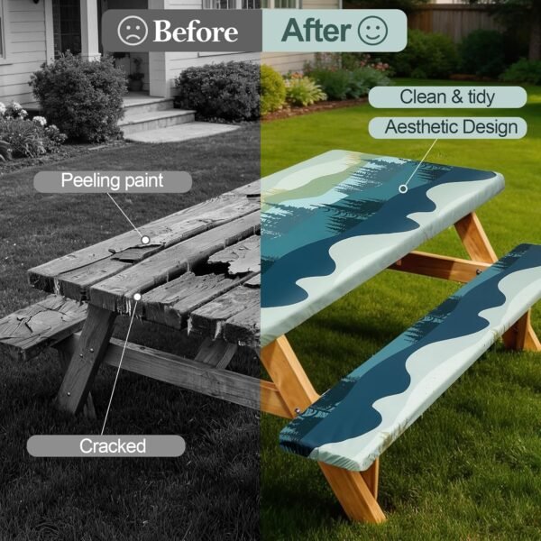 Waterproof Picnic Table Cover Set with Bench Covers Outdoor Camping Essentials