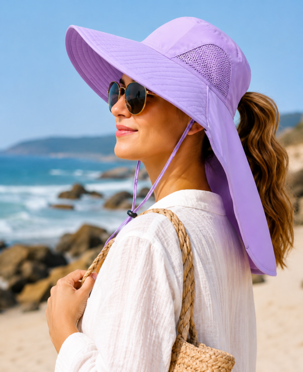 3 Wide Brim Fishing Sun Hat UPF50 Neck Flap Outdoor Safari Cap