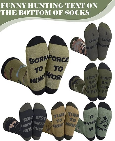 Funny Hunting Crew Socks Cotton Novelty Gift Set for Men