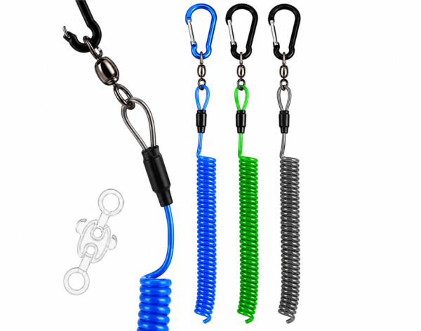 Heavy Duty Coiled Kayak Leash Fishing Rod Paddle Tether Accessories