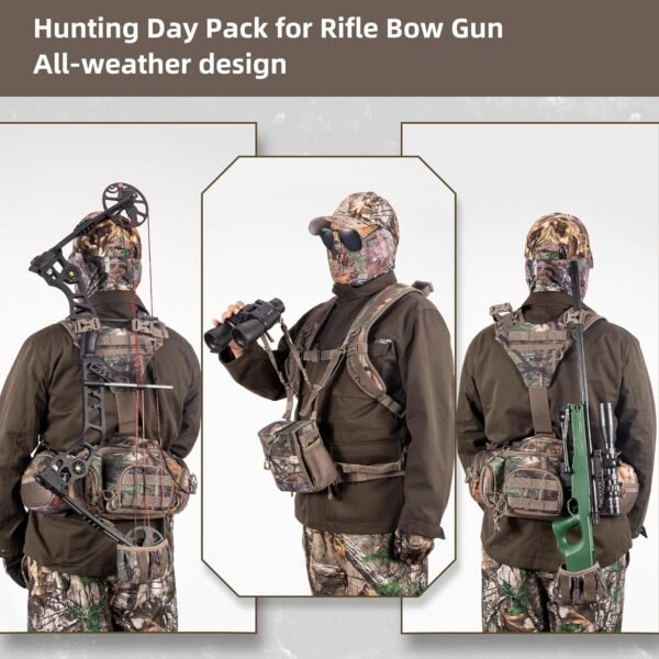 3 Hunting Backpack with Fanny Pack Harness and Binocular Storage System for Outdoor Gear