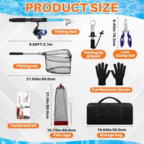 Telescopic Fishing Rod Reel Combo Kit with Tackle Carrying Bag Accessories