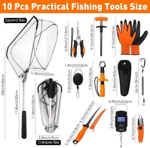 Fishing Tool Kit with Pliers Knife Scale Gripper Gloves Accessories Set
