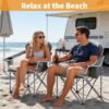 Heavy Duty Folding Camping Chair Portable Outdoor Seat with Cupholders