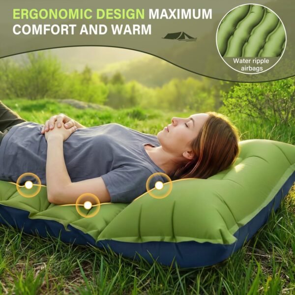 4 Ultralight Inflatable Camping Sleeping Pad with Pillow Foot Pump Mattress