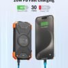 10,000mAh Solar Power Bank Portable 20W Wireless Fast Charger Camping
