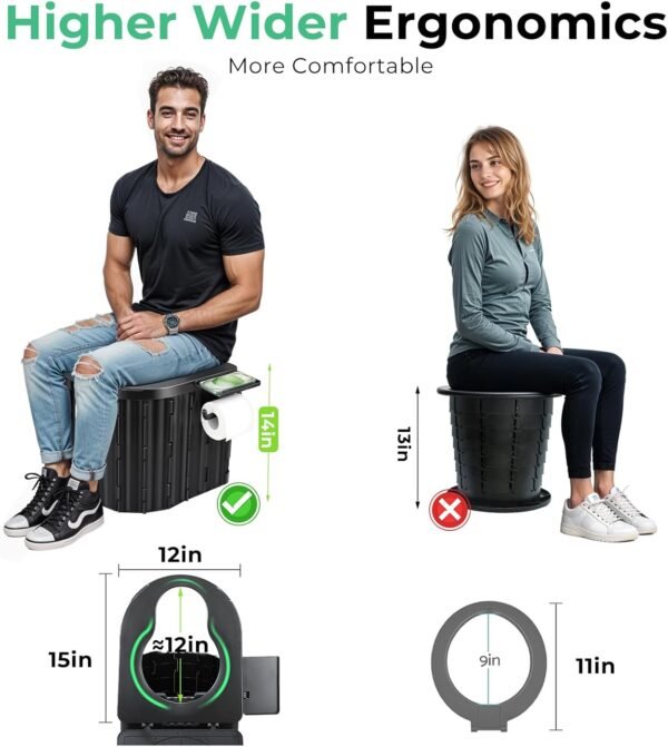 4 Portable Folding Camping Toilet for Adults with Lid Paper Holder
