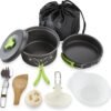 Camping Cookware Set Backpacking Mess Kit Pots Pans Portable Camp Kitchen Gear