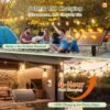 52FT Waterproof Solar String Lights LED Outdoor Patio Dimmable Remote USB Camping Lights