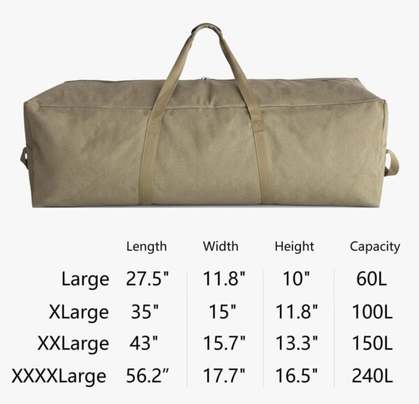 Heavy Duty Canvas Travel Duffle Bag Large Camping Storage Carrier