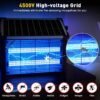 Solar Mosquito Bug Zapper Outdoor 4500V Waterproof Rechargeable 1/2 Acre Coverage