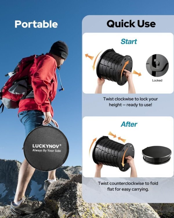 4 Height Adjustable Portable Folding Toilet for Camping 400lbs Compact Travel Potty with Lid