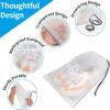 Waterproof Drawstring Shoe Bags for Travel Storage Packing Organizer Set 5 Pack Clear