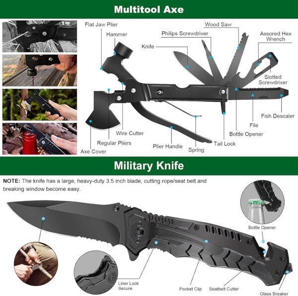 142 Piece Survival and First Aid Kit Emergency Outdoor Camping Hiking Gear with Molle Pouch