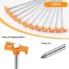 Camping Tent Stakes 7.1 Inch Non Rust Metal Ground Pegs Heavy Duty Orange 12 Pack