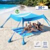 Beach Tent 10x10 FT UPF50+ Windproof Sun Shelter Outdoor Canopy with Sandbags Sky Blue