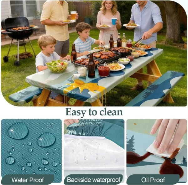 Waterproof Picnic Table Cover Set with Bench Covers Outdoor Camping Essentials