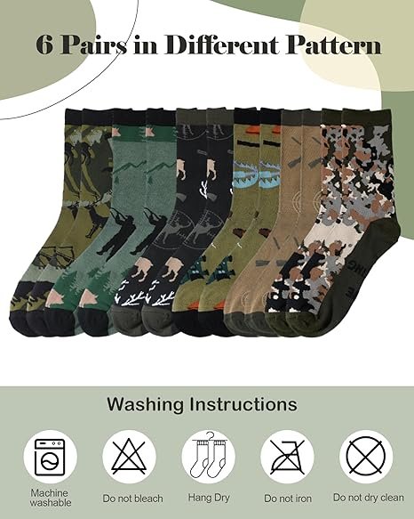 Funny Hunting Crew Socks Cotton Novelty Gift Set for Men
